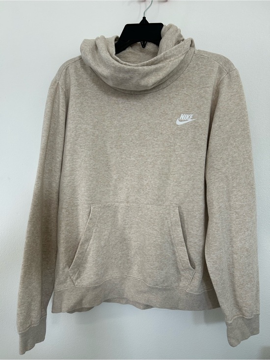 Nike Tops - NWOT Nike Women’s Beige Funnel Neck Pullover Fleece Hoodie Size L